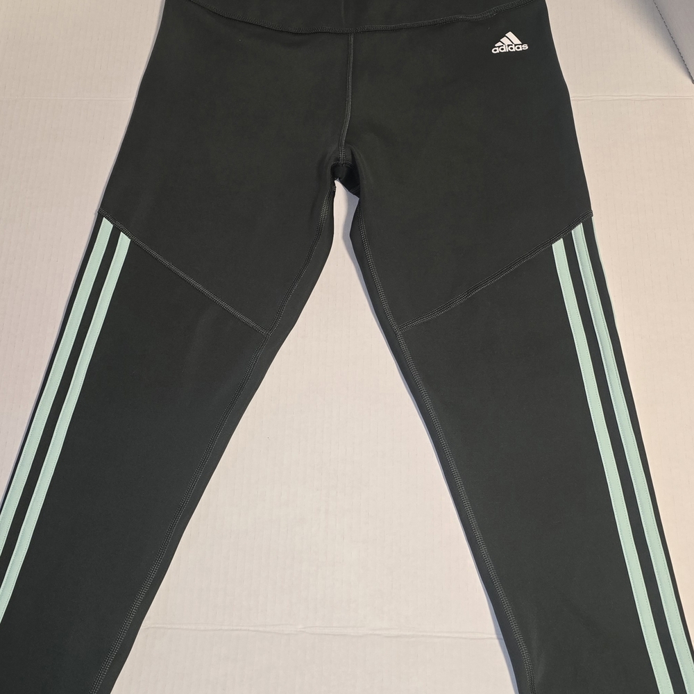 Adidas Green Leggings with Green Stripes